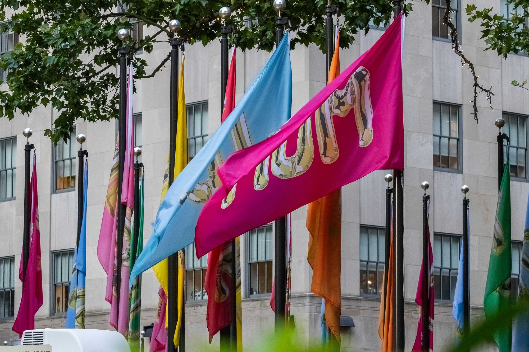 Colorful flags in New York City.