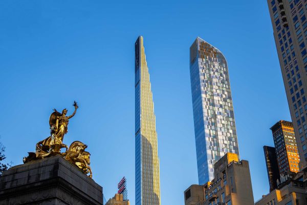 Columbus circle new york city sunset