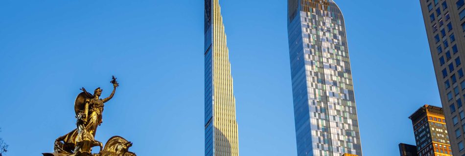 Columbus circle new york city sunset